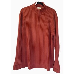 Vintage Y2K Wilke Rodriguez Men XL Ribbed Mockneck ¼ Zip Sweater Rust Y2K Street